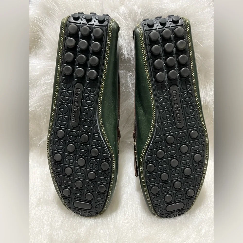 Vintage Cole Haan Green Brown Leather Dress Loafers shoes
